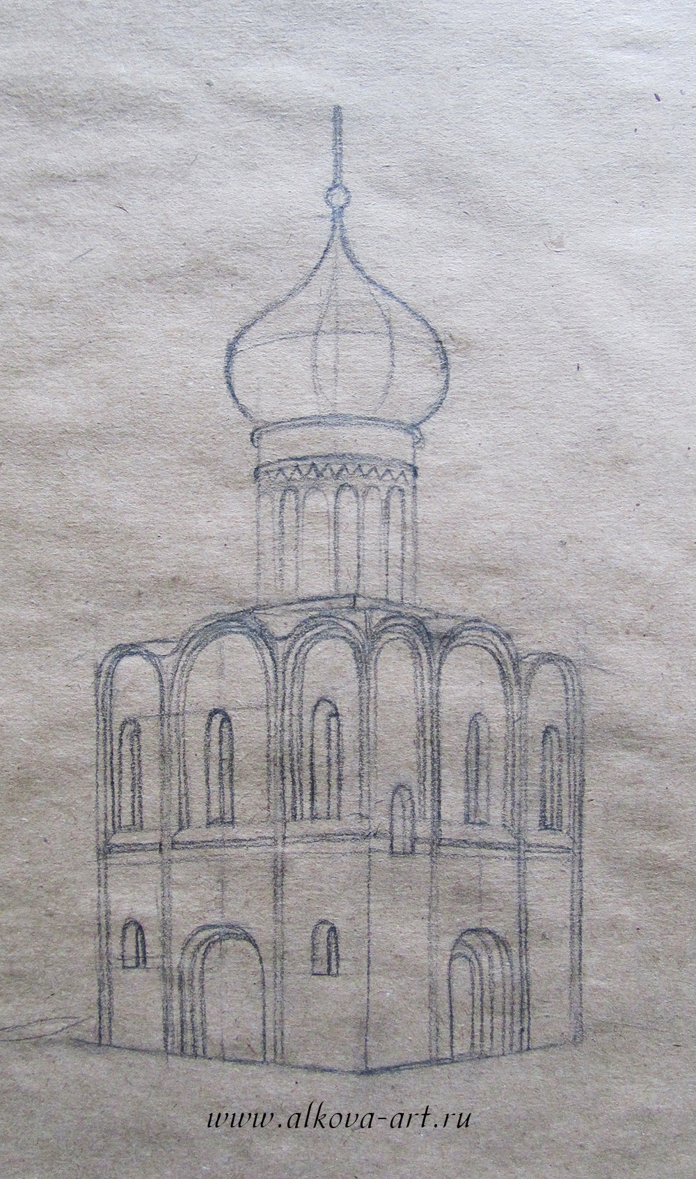 Поэтапное рисование храма на Нерли - 47 фото