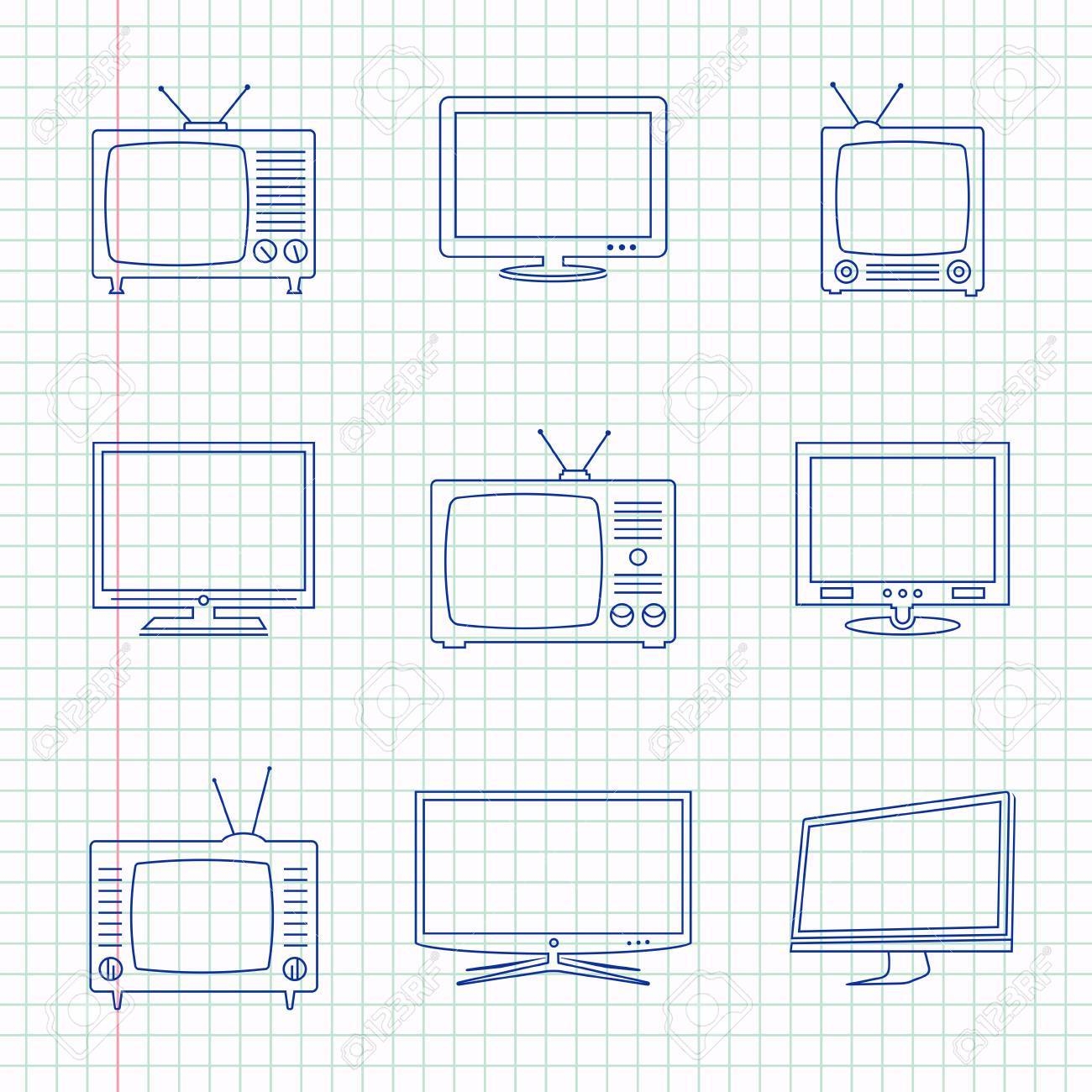 Телевизор рисунок для детей простой (45 фото)