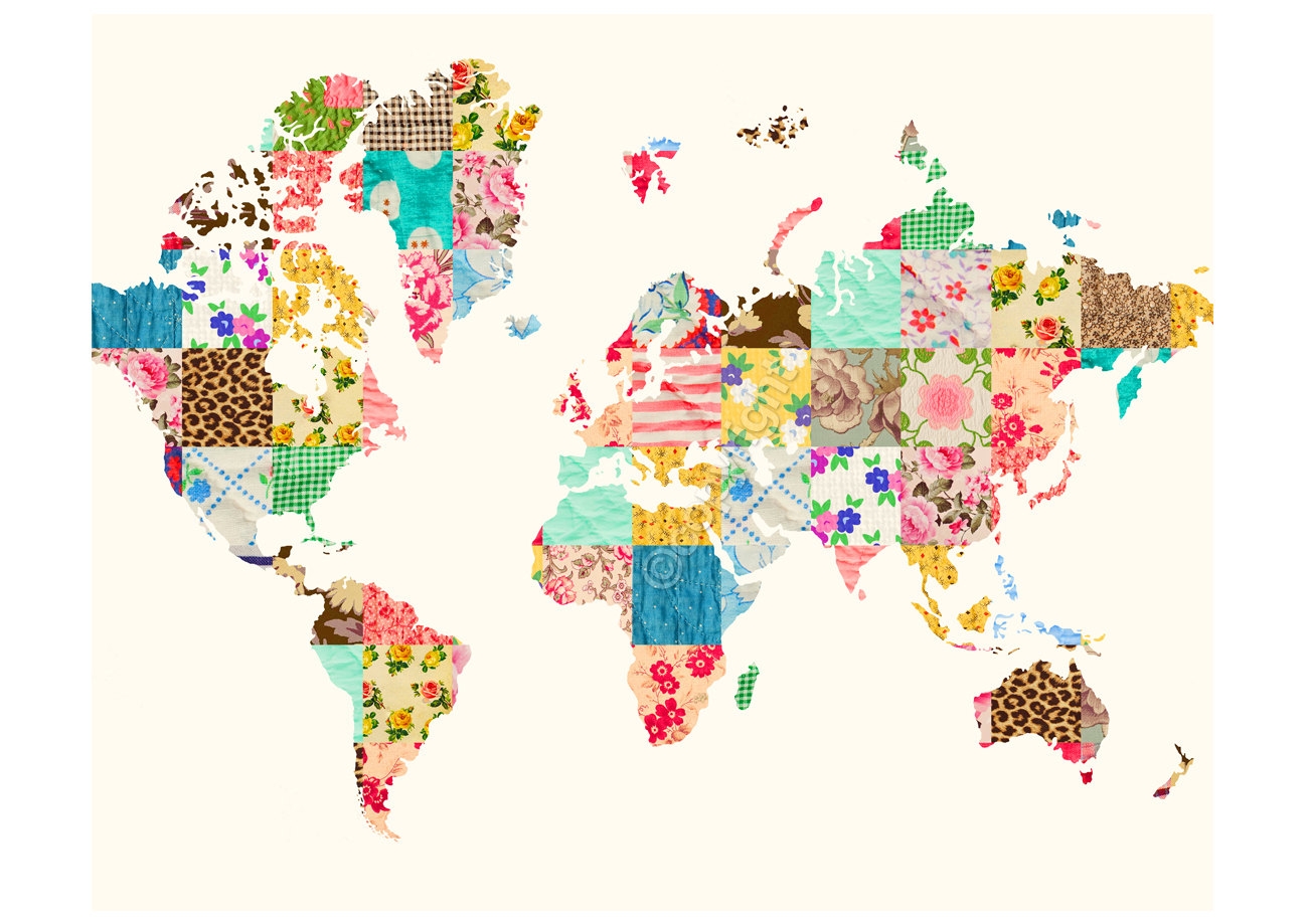 Карта удивительный мир. Стилизованная карта.