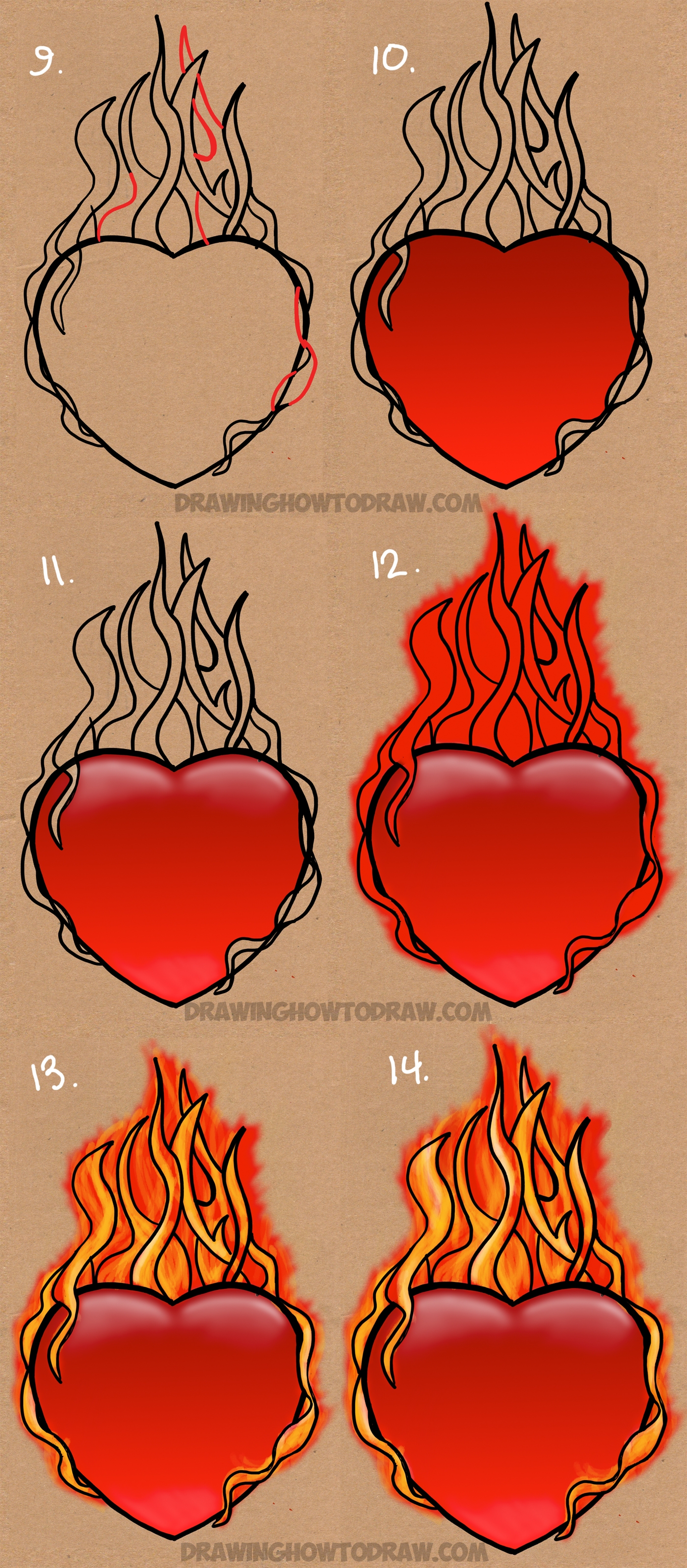 Огонь поэтапно. Огненное сердце. Огонь рисунок. Сердце в огне. Рисунок огня для срисовки.