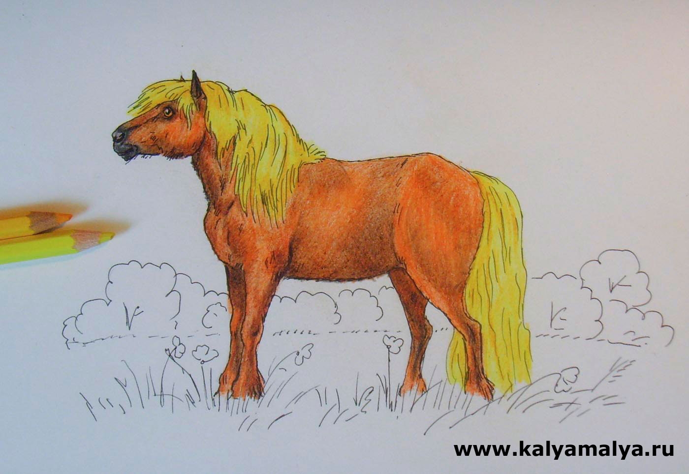 Конь с розовой гривой 6 класс рисунок