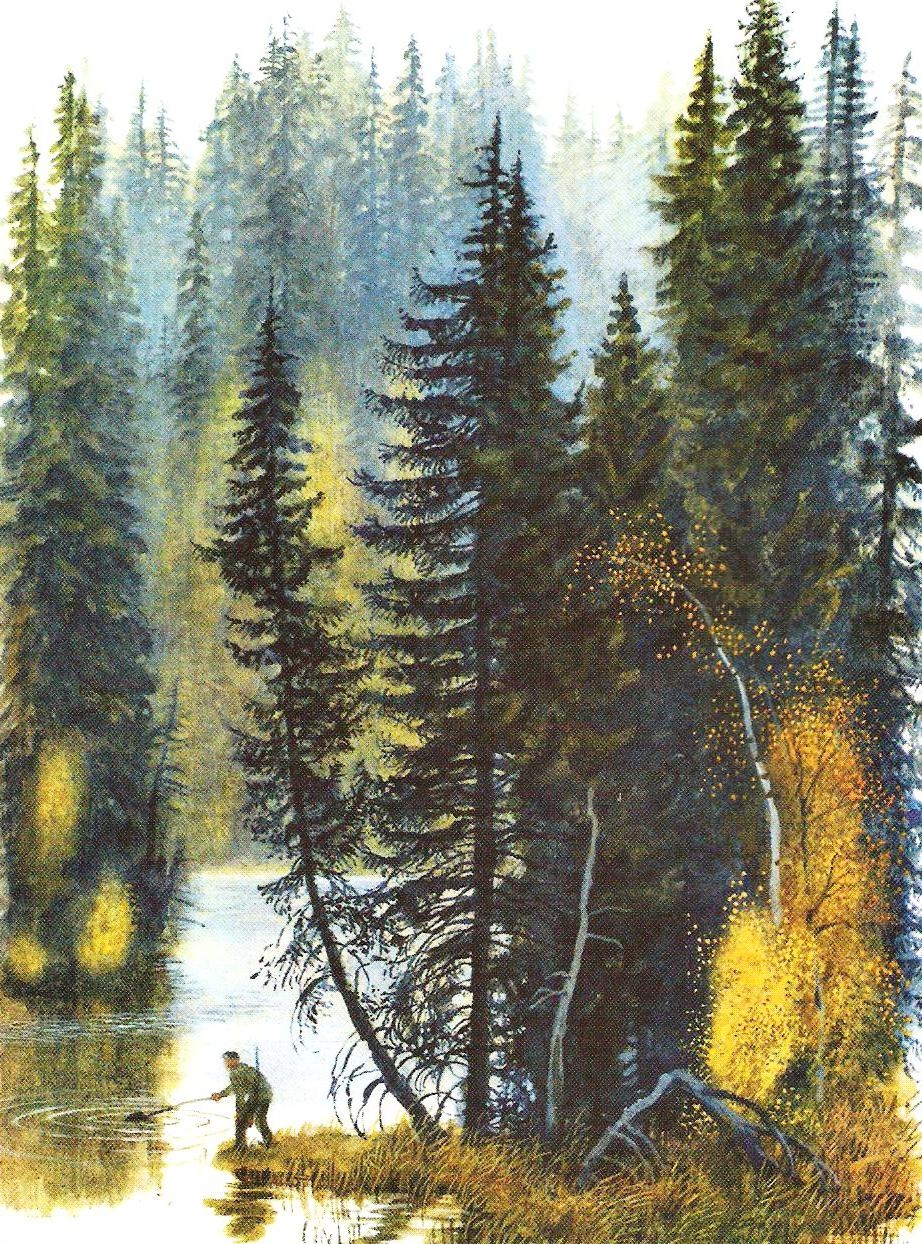 Васютка нашел озеро в лесу. Астафьев в. "Васюткино озеро". Художник Устинов Васюткино озеро.