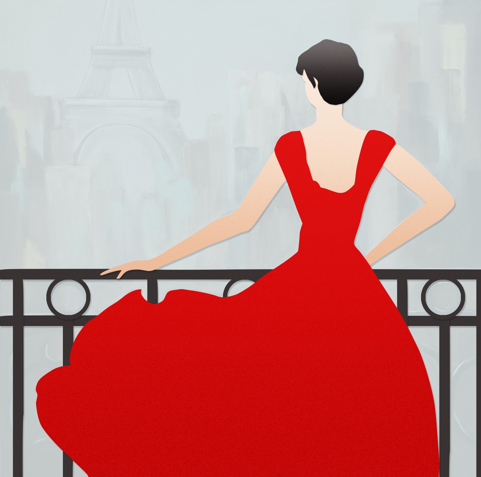 Силуэт девушки в Красном платье