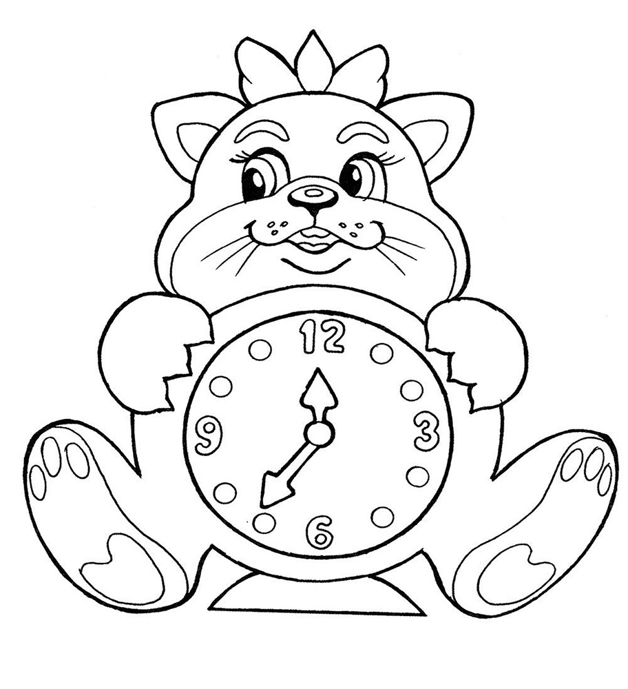 Раскраска часы для детей. Распечатать картинки часы с кукушкой.