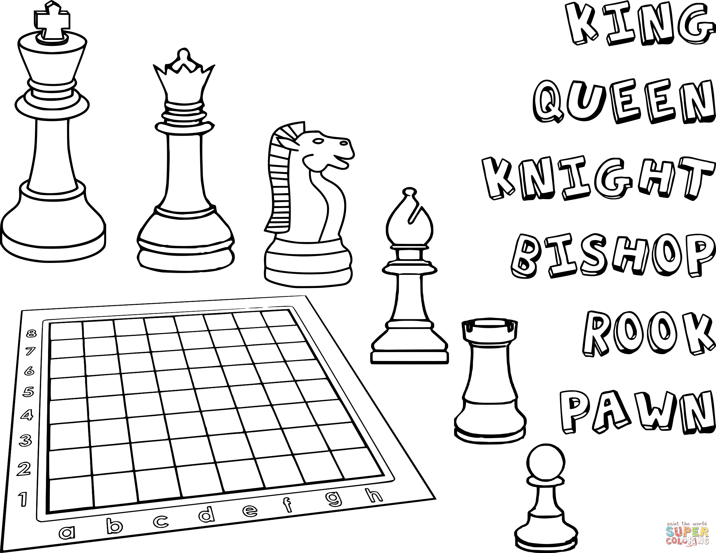 Шахматы раскраска для детей - 98 фото