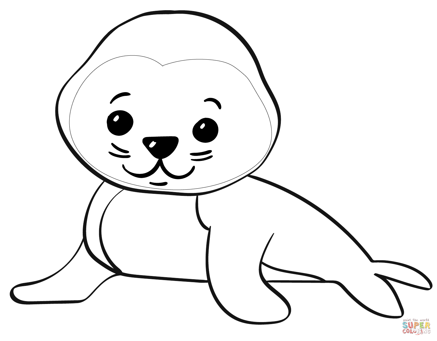 «Тюлень» бесплатная раскраска для детей - мальчиков и девочек
