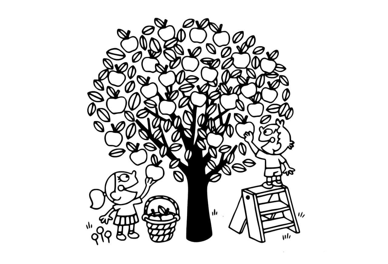 Яблоня карандашом. Дерево раскраска для детей. Яблоня раскраска. Дерево яблоня раскраска. Яблоня раскраска для детей.