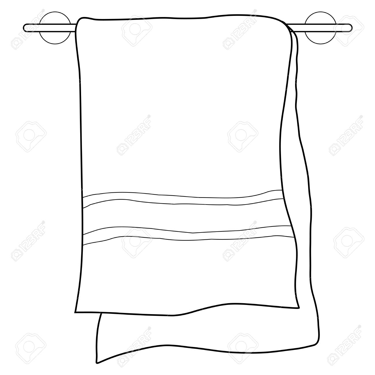 Простая раскраска полотенце висит на держателе для полотенец раскраска