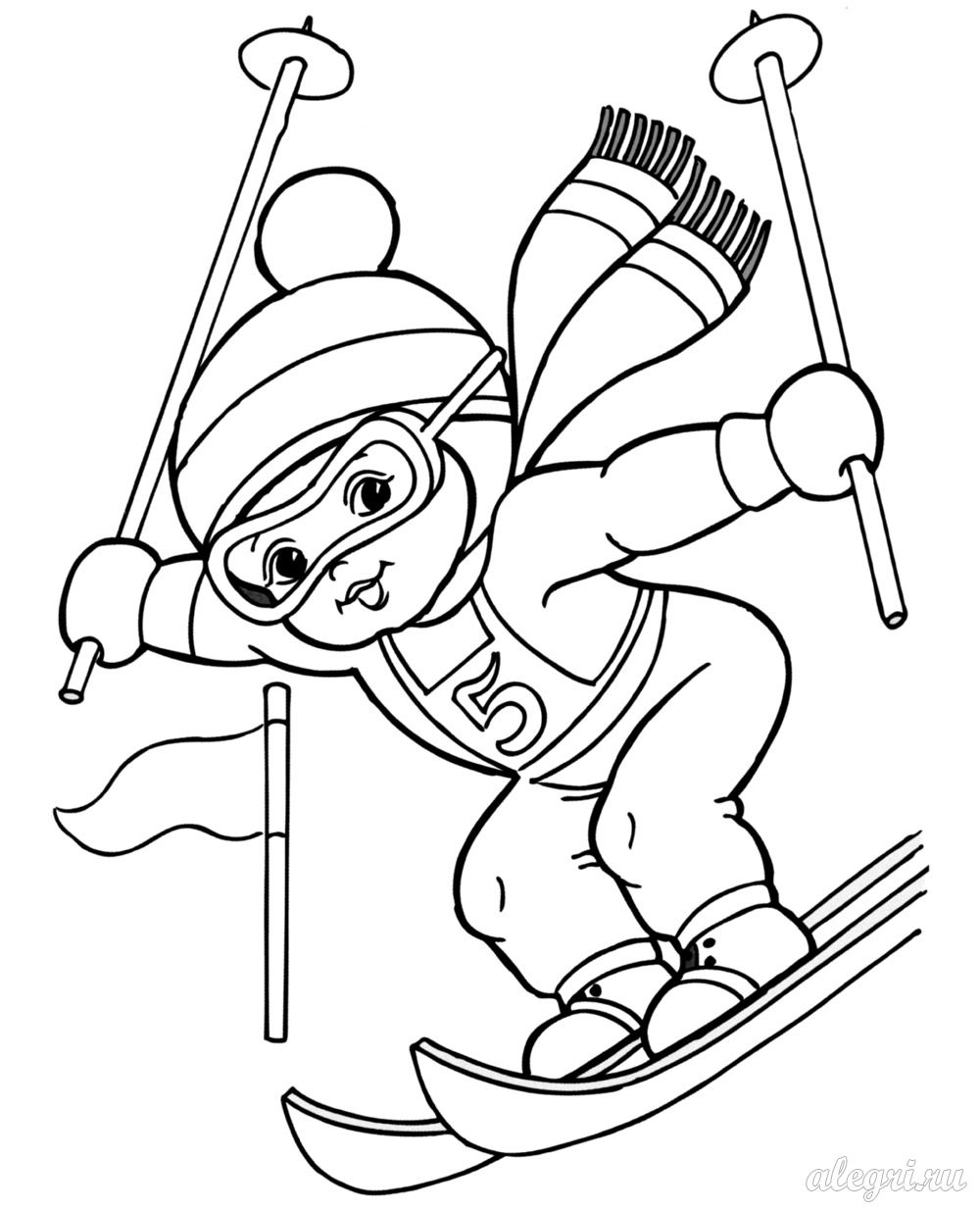 Раскраска Лыжи | Раскраски на тему спорт. Спортивные раскраски