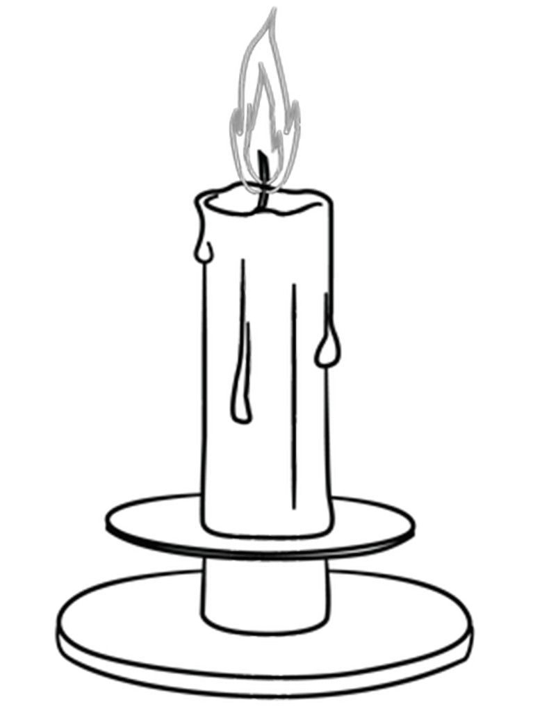 Книга раскраски свечей черно-белая горящая свеча вектор