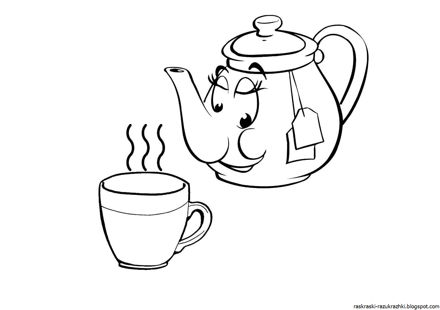 Петушок пьет чай у самовара - раскраска №984