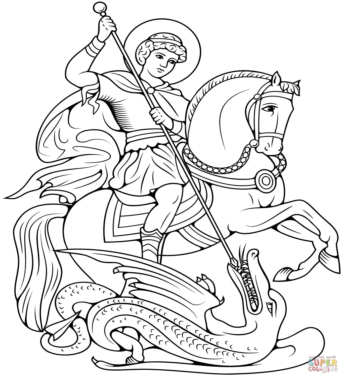 Раскраска Святой Георгий Победоносец