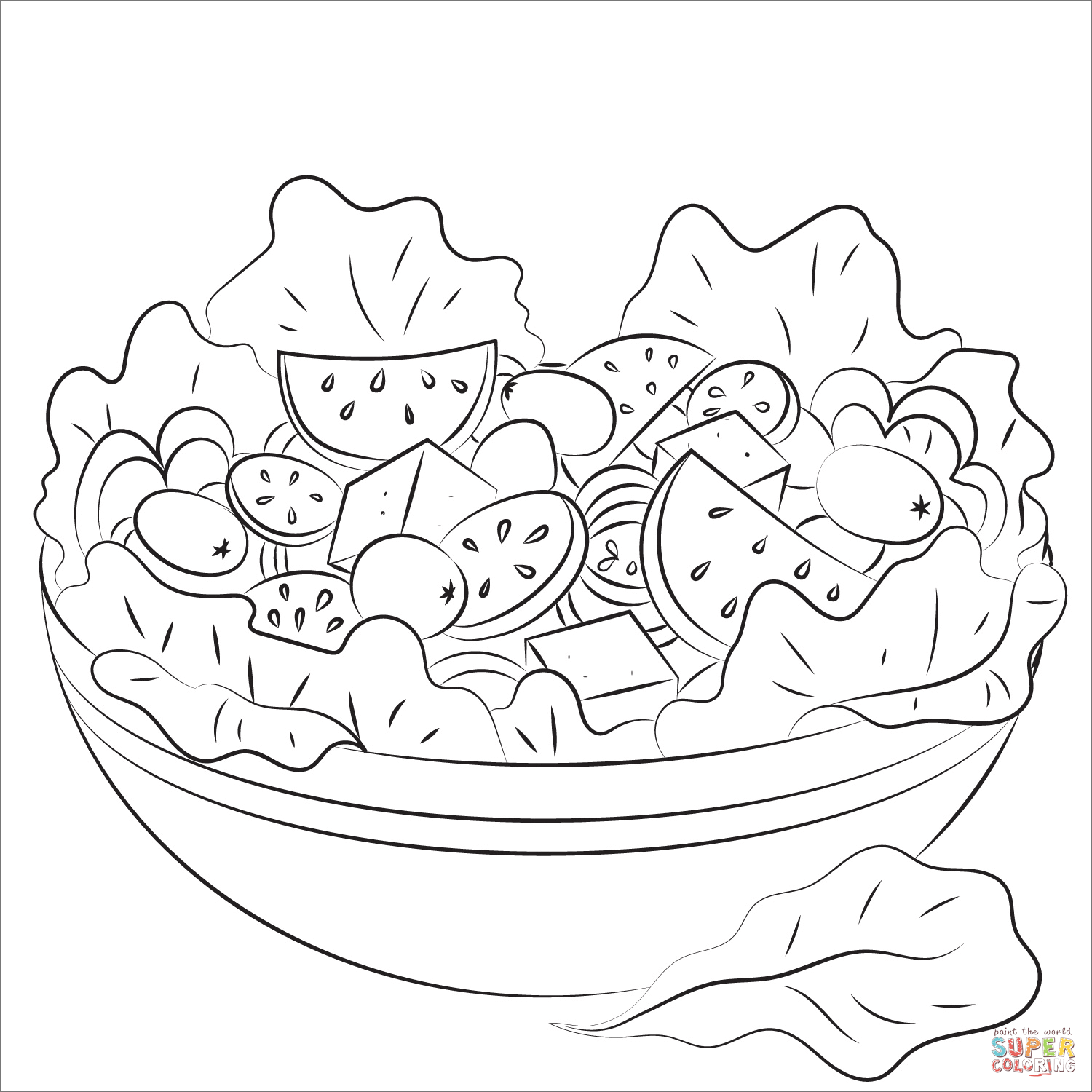 Раскраска салат (15 разукрашек)
