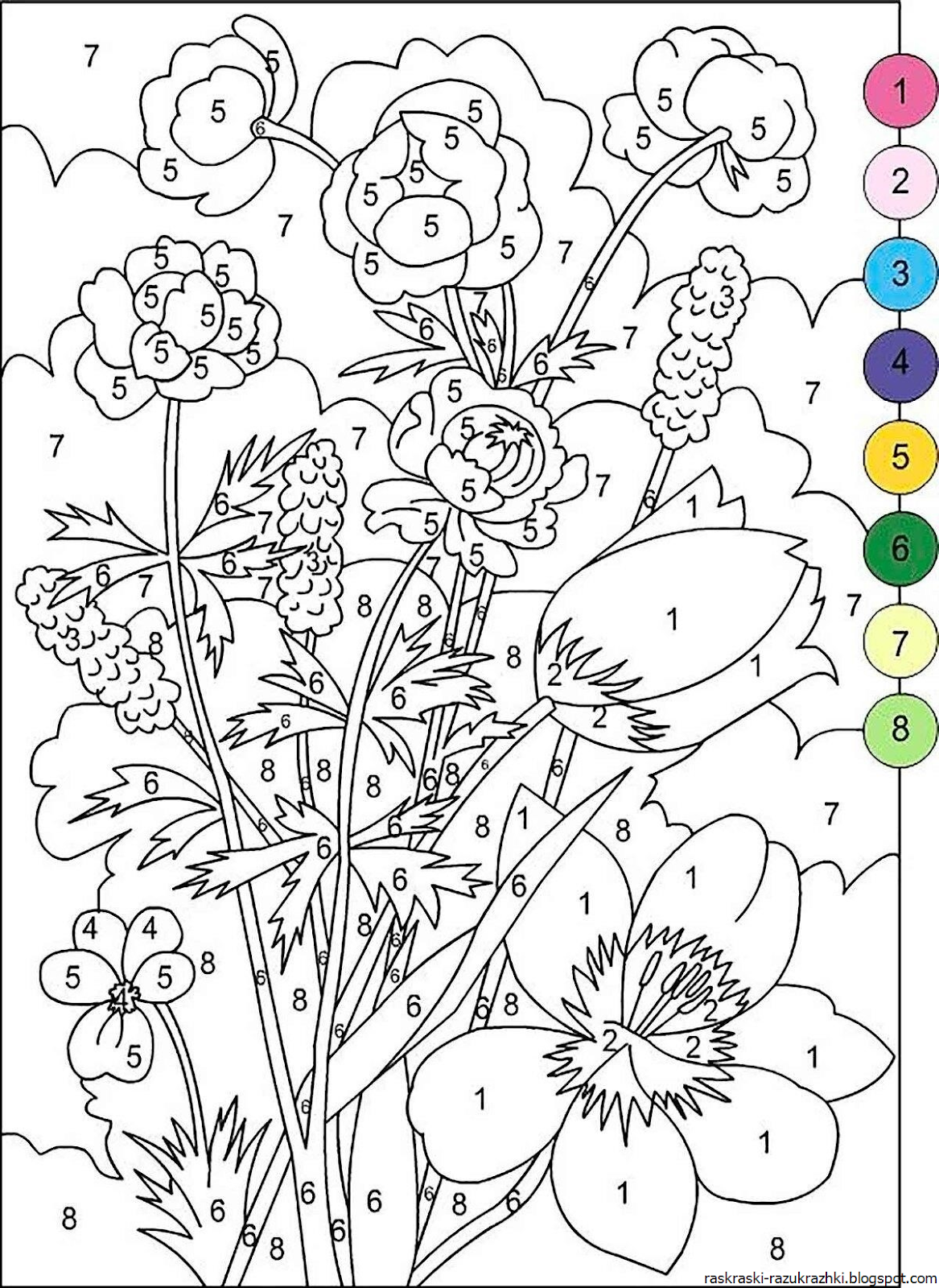 Раскраска по номерам 3. Цветы. Раскраска. Раскраска по номерам. Картинки для раскрашивания цветы. Цветы раскраска для детей.