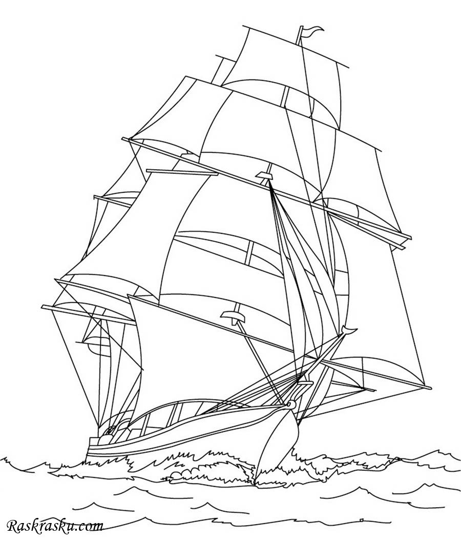 Раскраски кораблей, парусников, лодок и т.п. скачать
