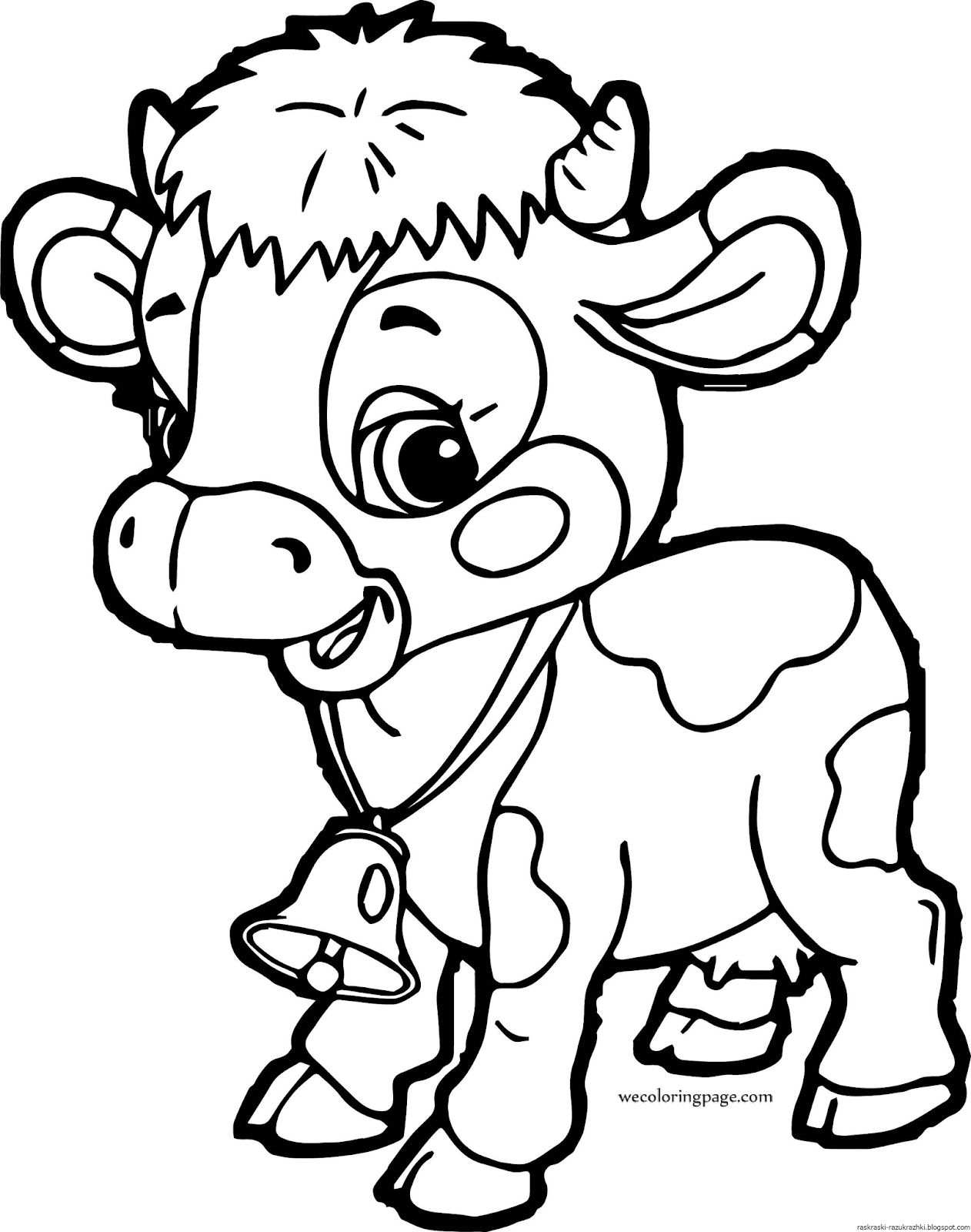 Раскраски - корова, бык, теленок - домашние животные | Раскрась-ка!
