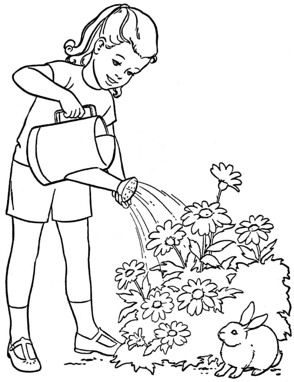 Книжка-раскраска для детей милый мальчик, садоводство и посадка