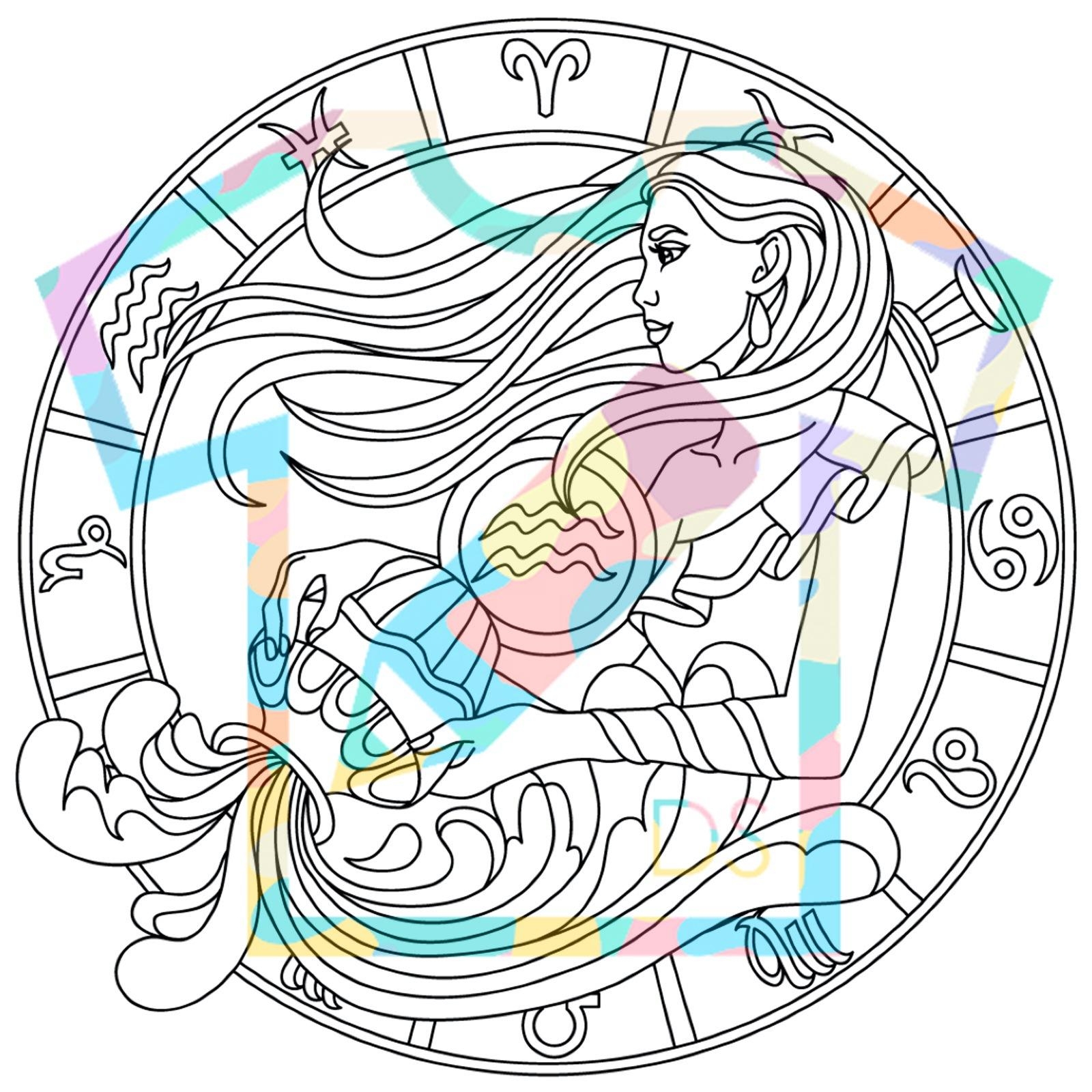 Раскраска знак зодиака Водолей для детей – Математические картинки