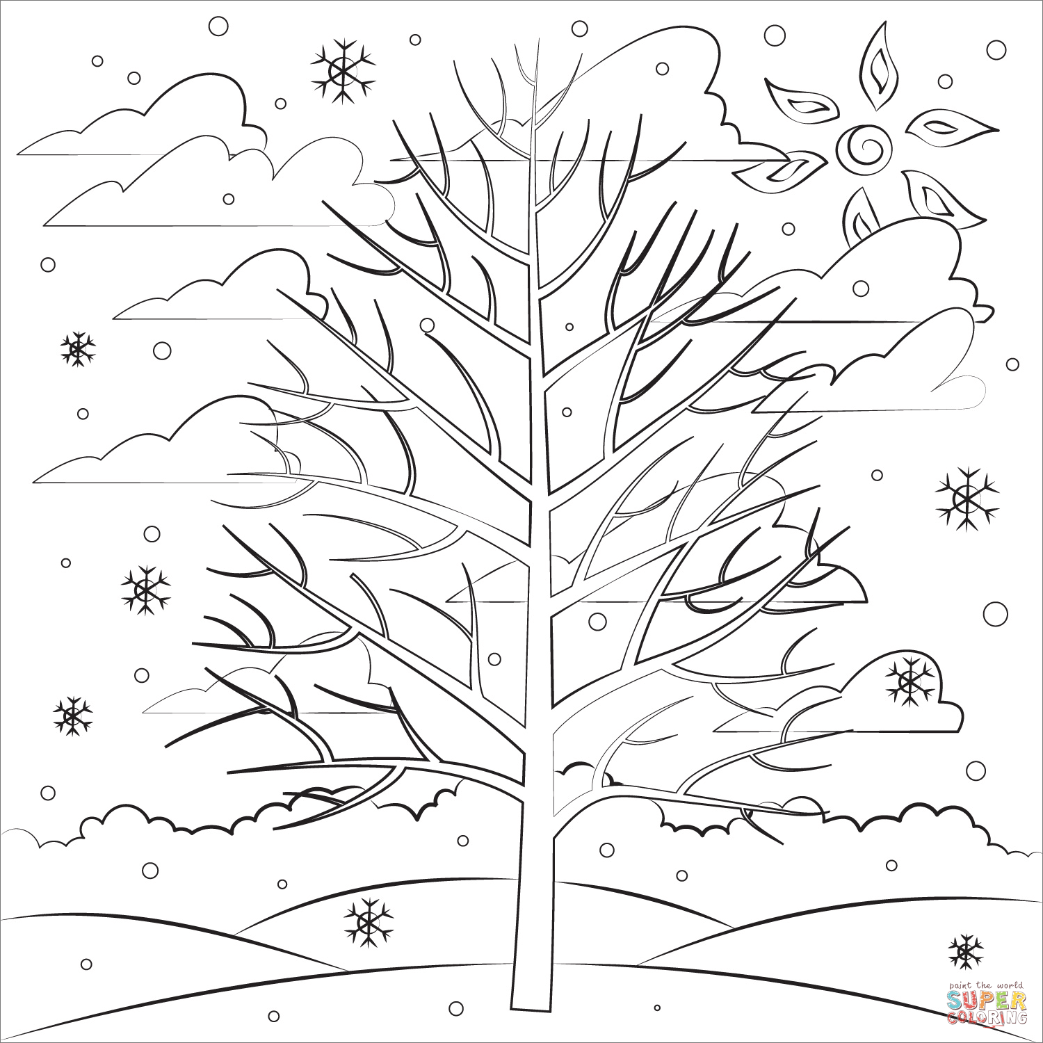 Нарисованные деревья зимой картинки для детей