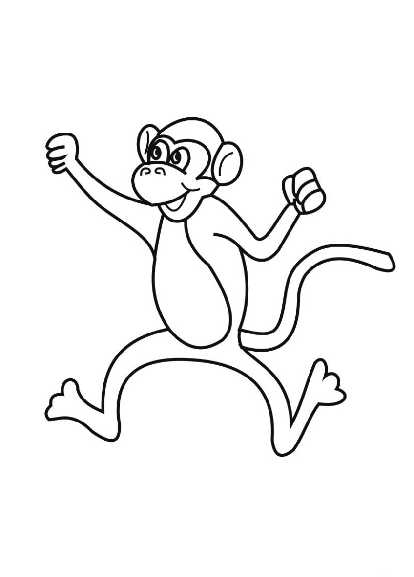 Раскраска обезьянка с бананами