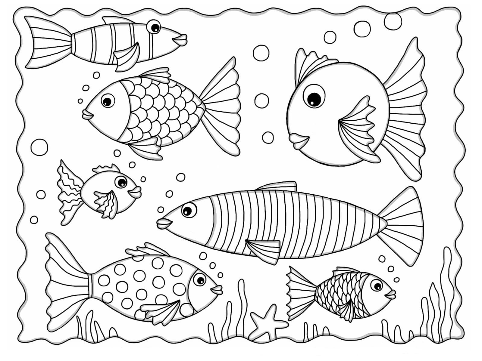 Раскраска рыбки в аквариуме
