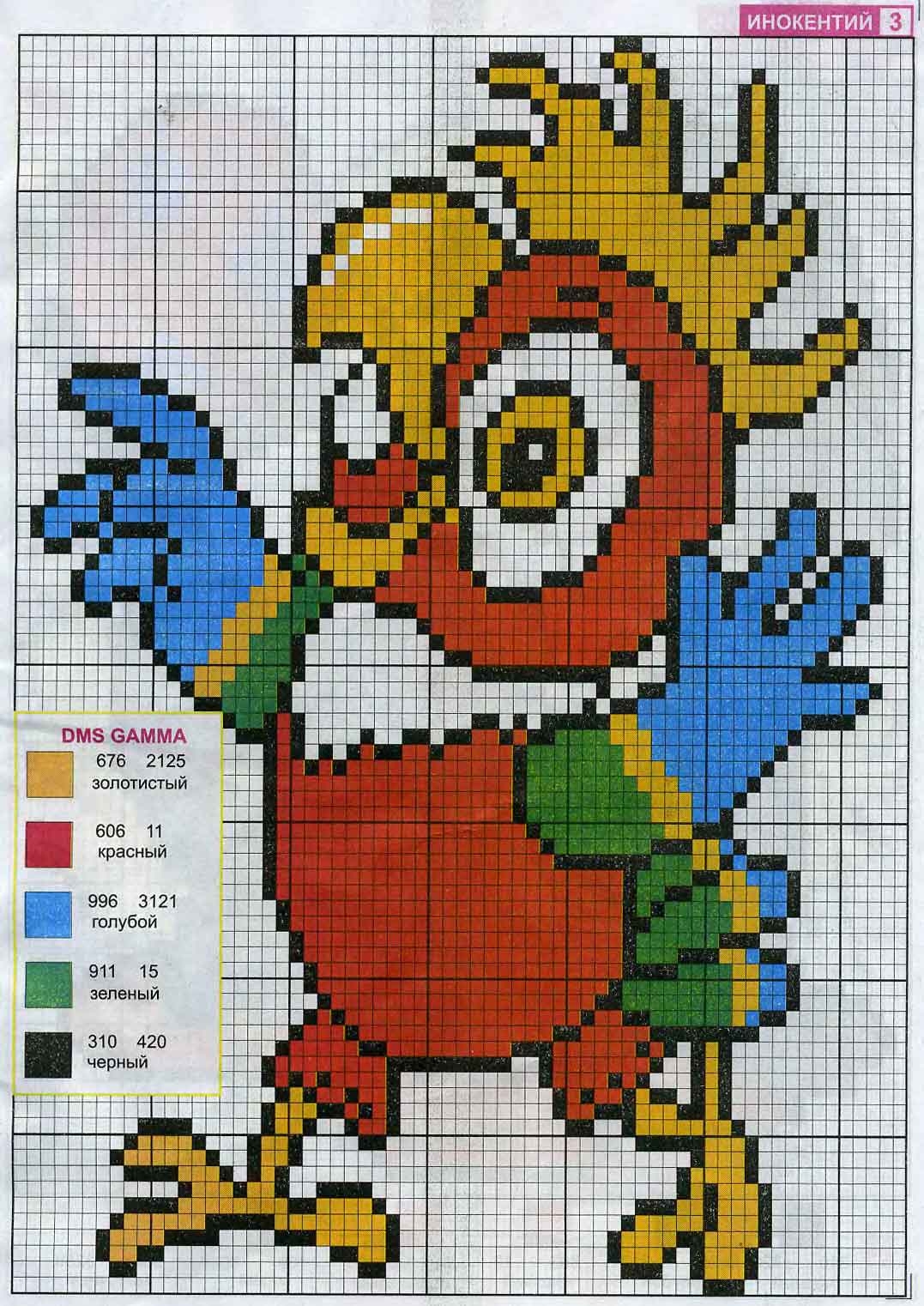 Схема для вышивки бисером Красочный попугай