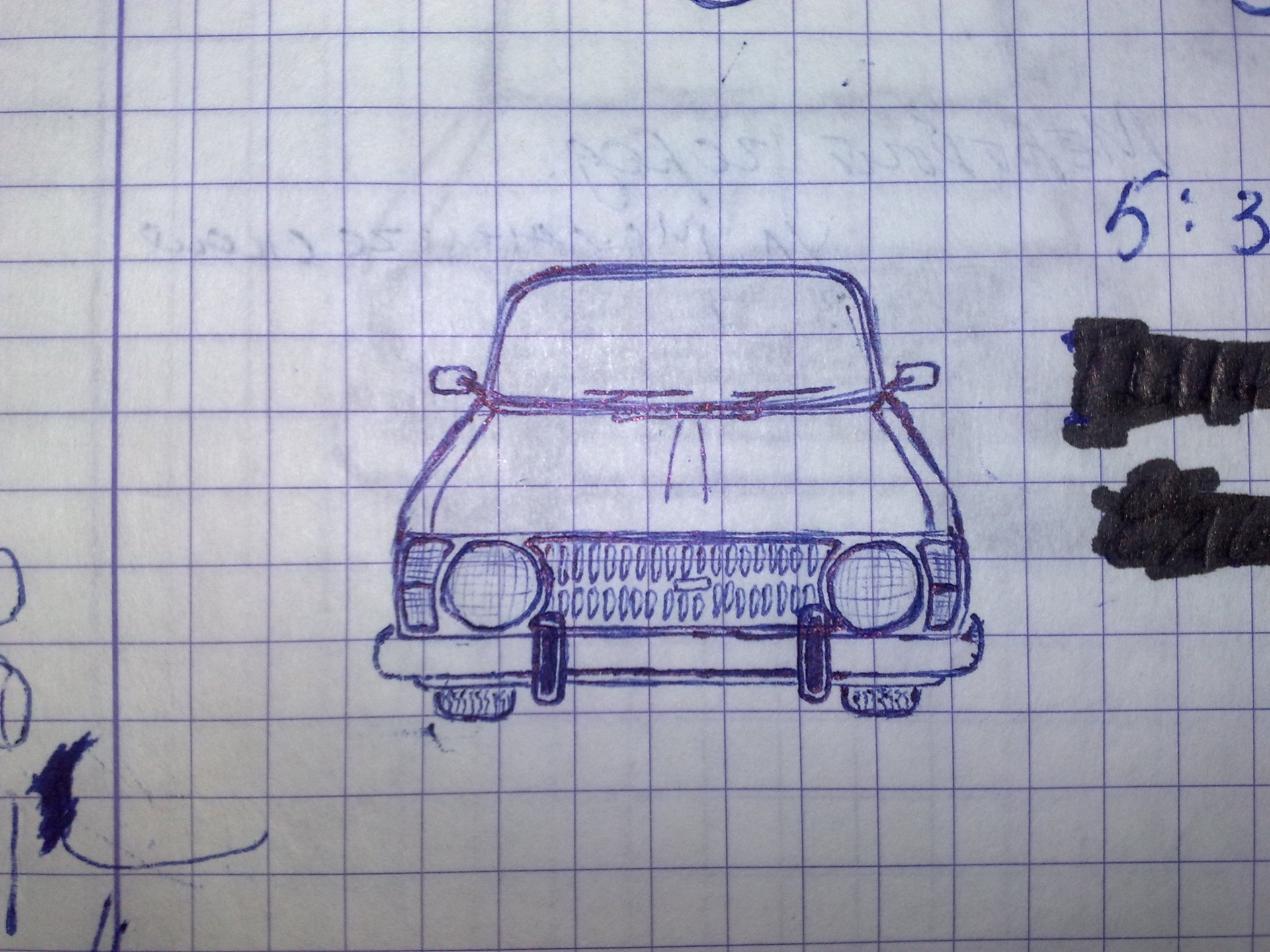 Как нарисовать машину по клеточкам в тетради | Простые рисунки