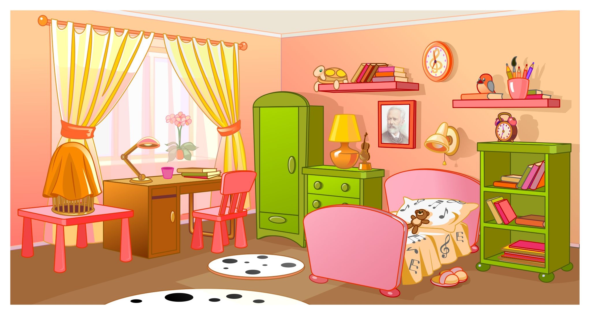 Комната с мебелью рисунок для детей