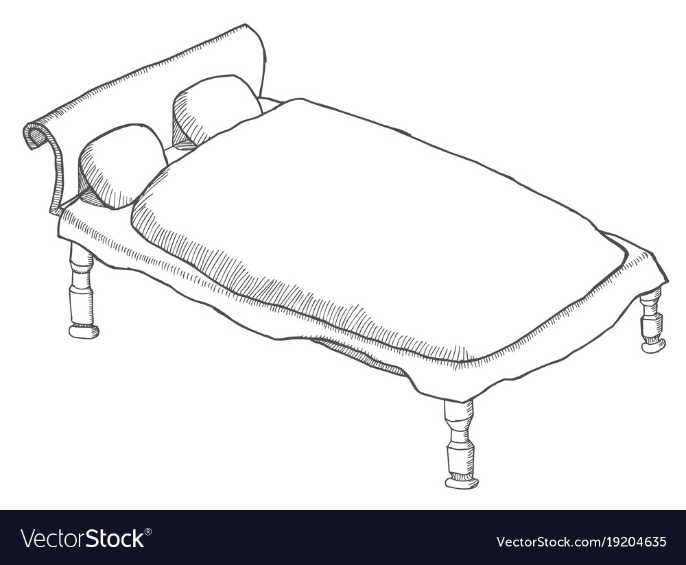 Нарисовать кровать с подушками
