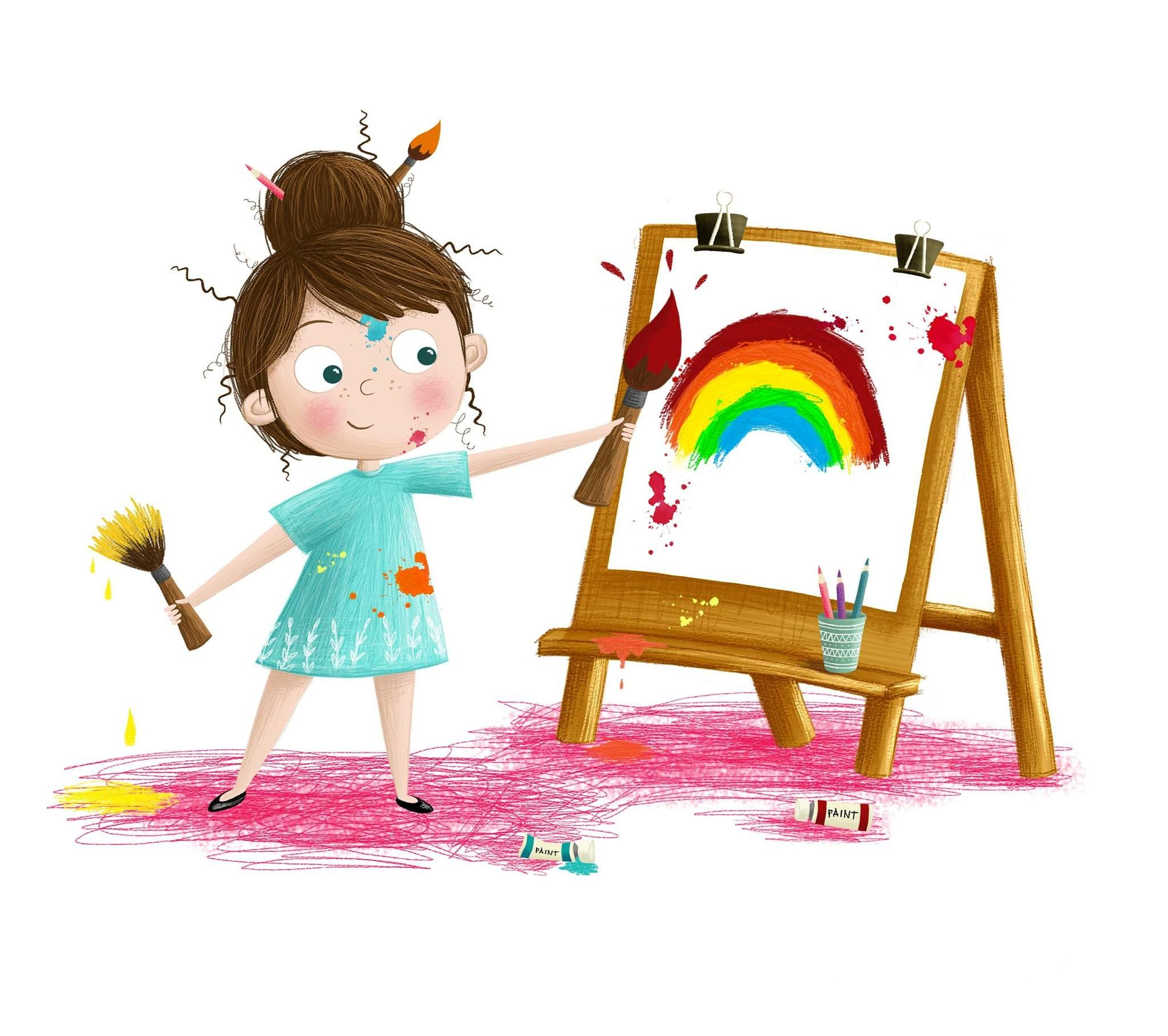 Nanny paint a picture. Детские иллюстрации. Рисунки для детей. Детское творчество. Дети творчество.
