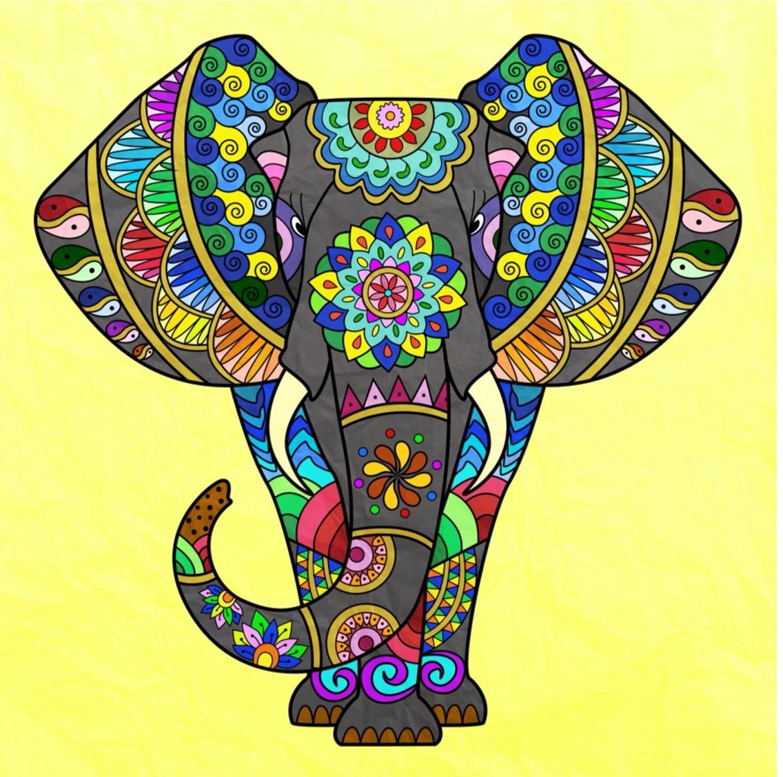 Раскраска антистресс индийский слон распечатать