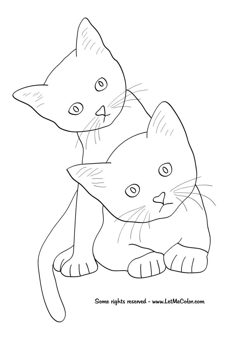 Раскраска котенок с рыбкой