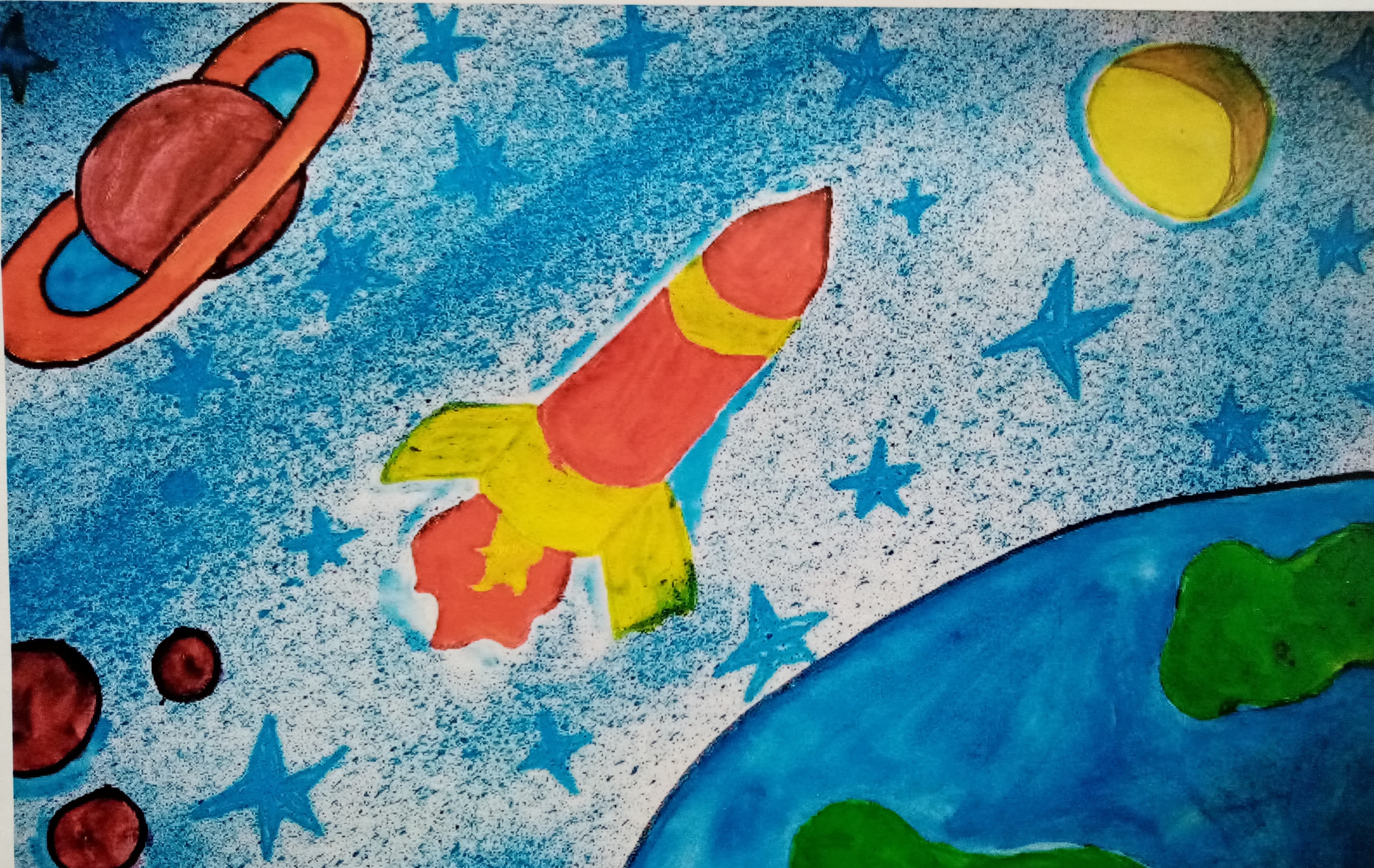 Рисуем ко дню космонавтики. Рисунок на тему космос. Космос рисование с детьми детский сад. Детский рисунок на тему космос. Рисунок ко Дню космонавтики в детский сад.