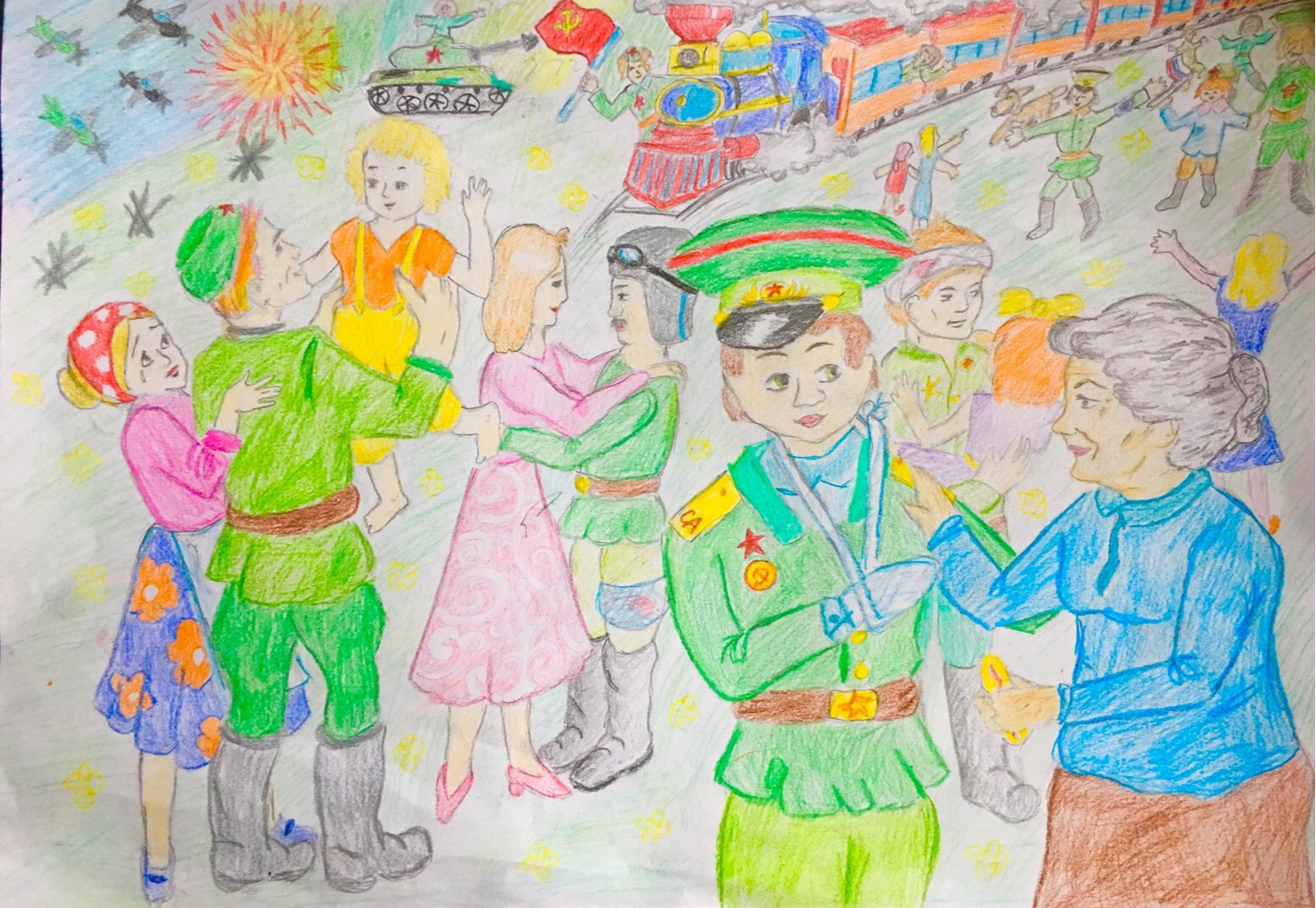 Рисование картинка о празднике. Рисунок на 9 мая. День Победы рисунки детей. Парад Победы рисунок. Рисунок на тему встреча.