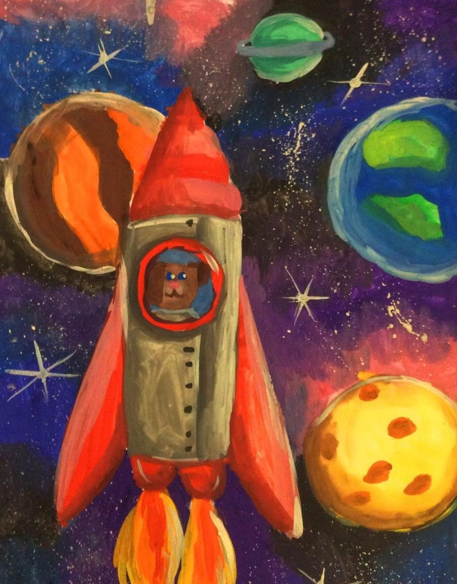 День космонавтики гуашью. Рисунок на космическую тему. Космос картинки для детей. Космос рисунок гуашью. Детские рисунки на тему космос.