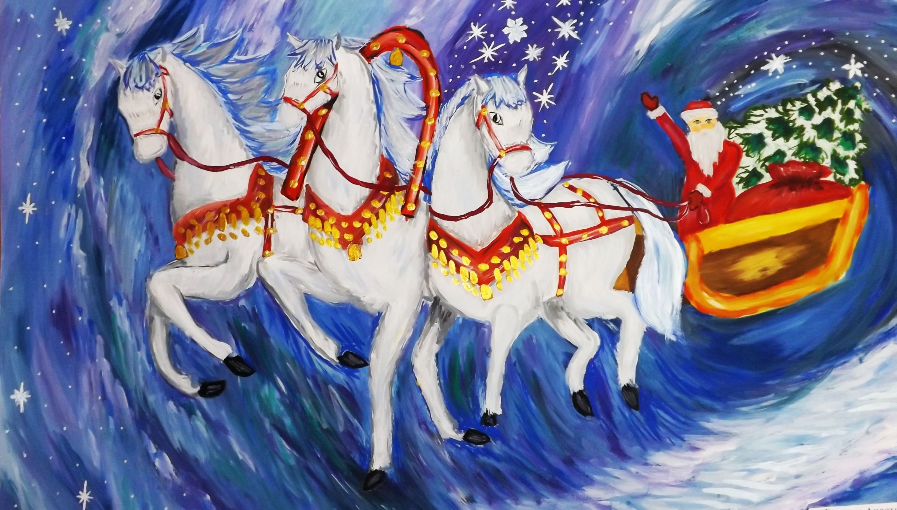 Тройка лошадей рисунок детский (51 фото)