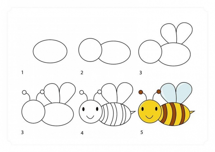 Поэтапный рисунок пчелы