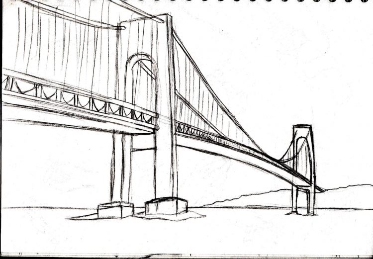 Поэтапное рисование моста
