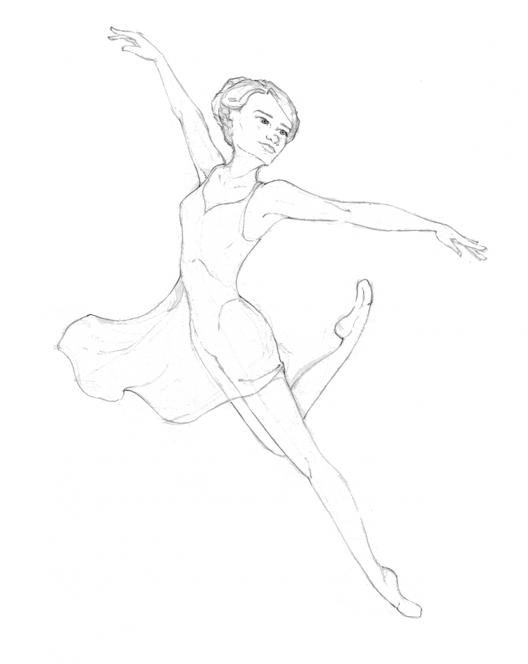 Поэтапное рисование балерины для детей
