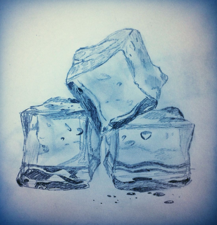 Нарисованный кубик льда