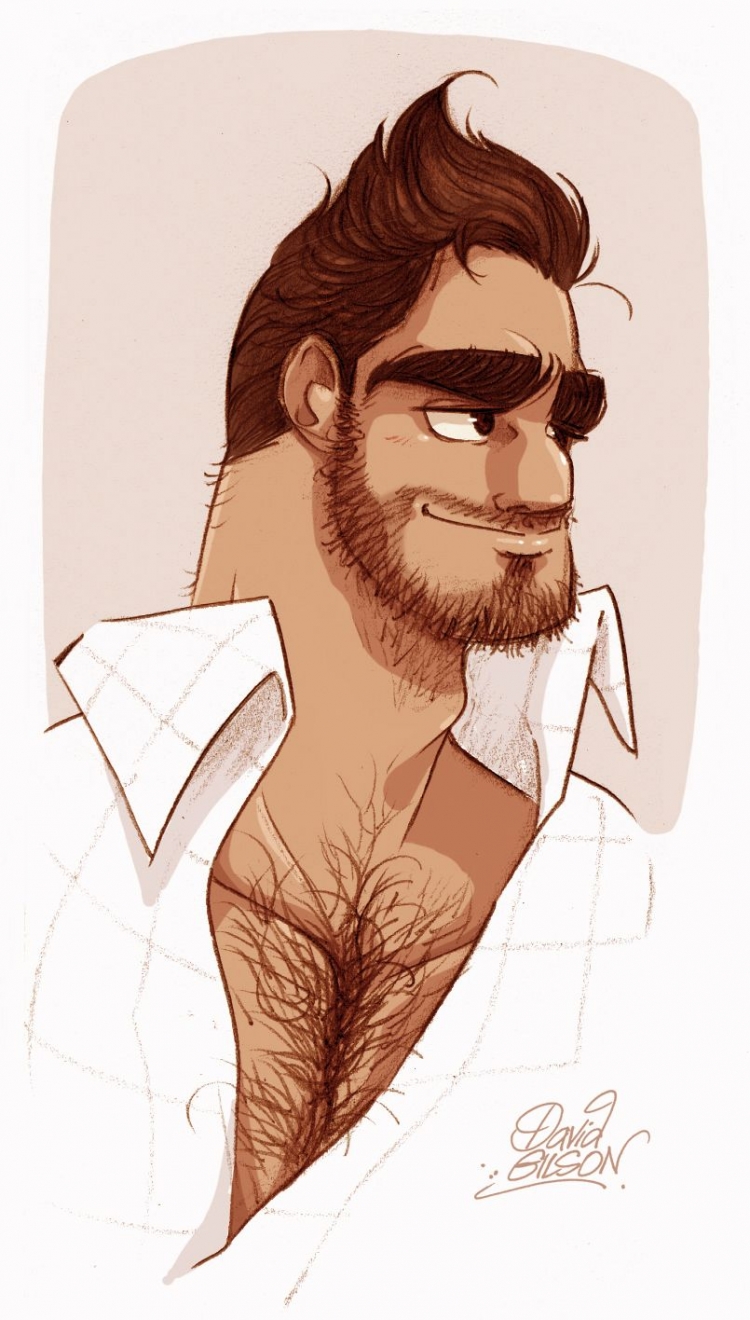Нарисованный мужик с бородой