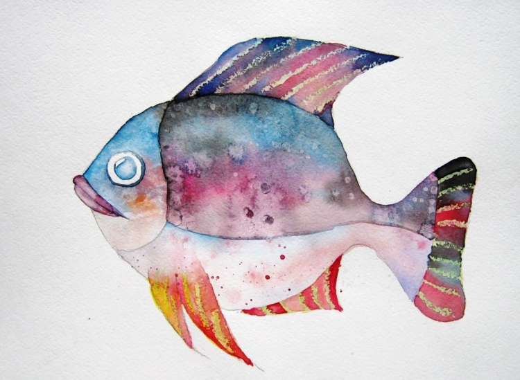 Рыбы нарисованные акварелью