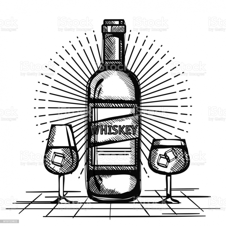 Нарисованная бутылка виски