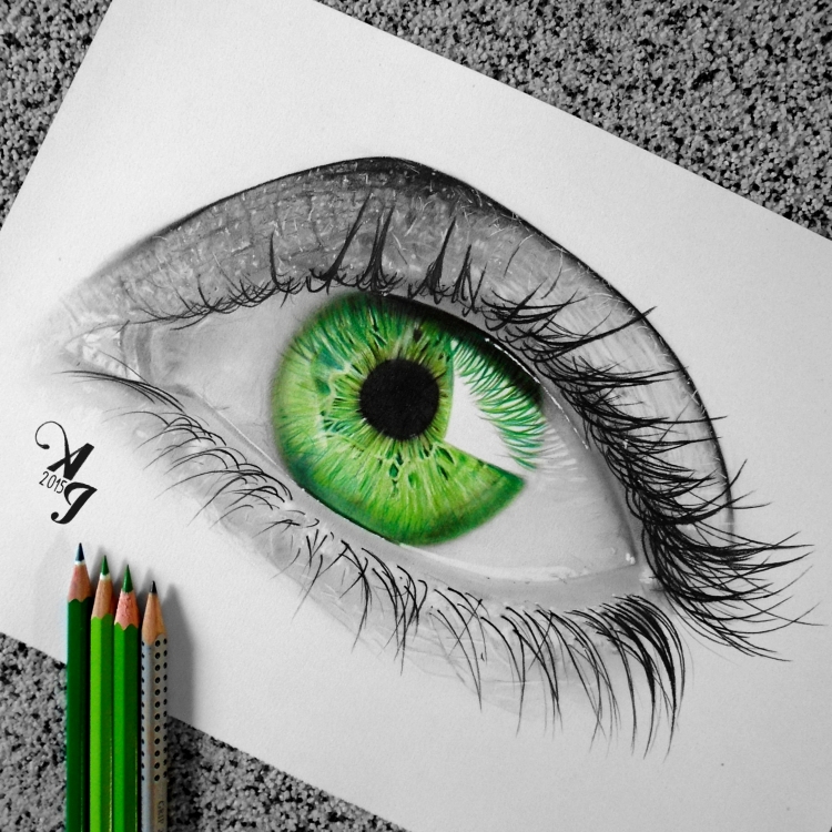 Нарисованные зеленые глаза