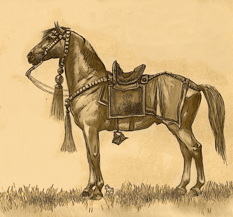 Нарисованная лошадь с седлом