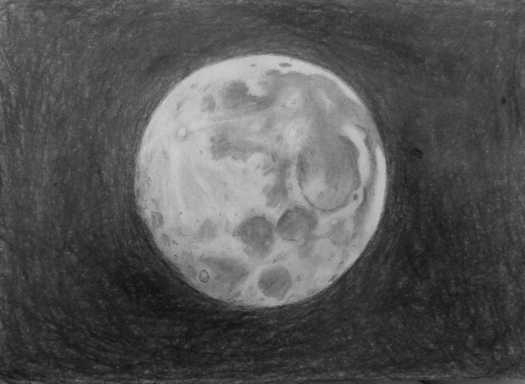 Нарисованная Луна с кратерами