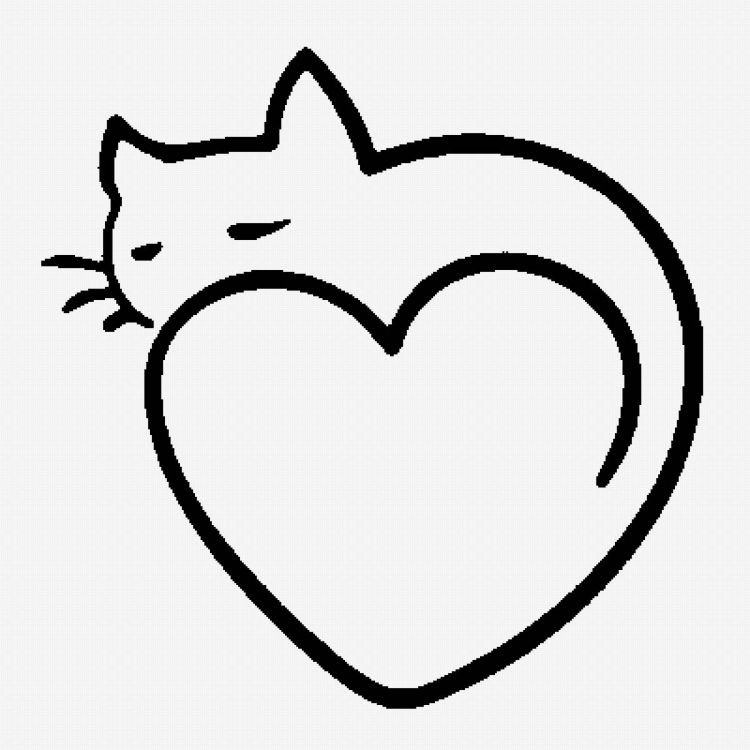 Нарисованный котик с сердечком