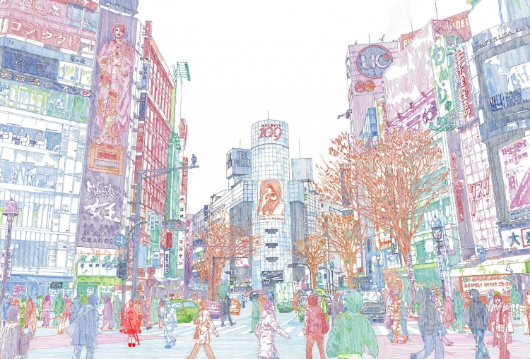 Улица Токио нарисованная