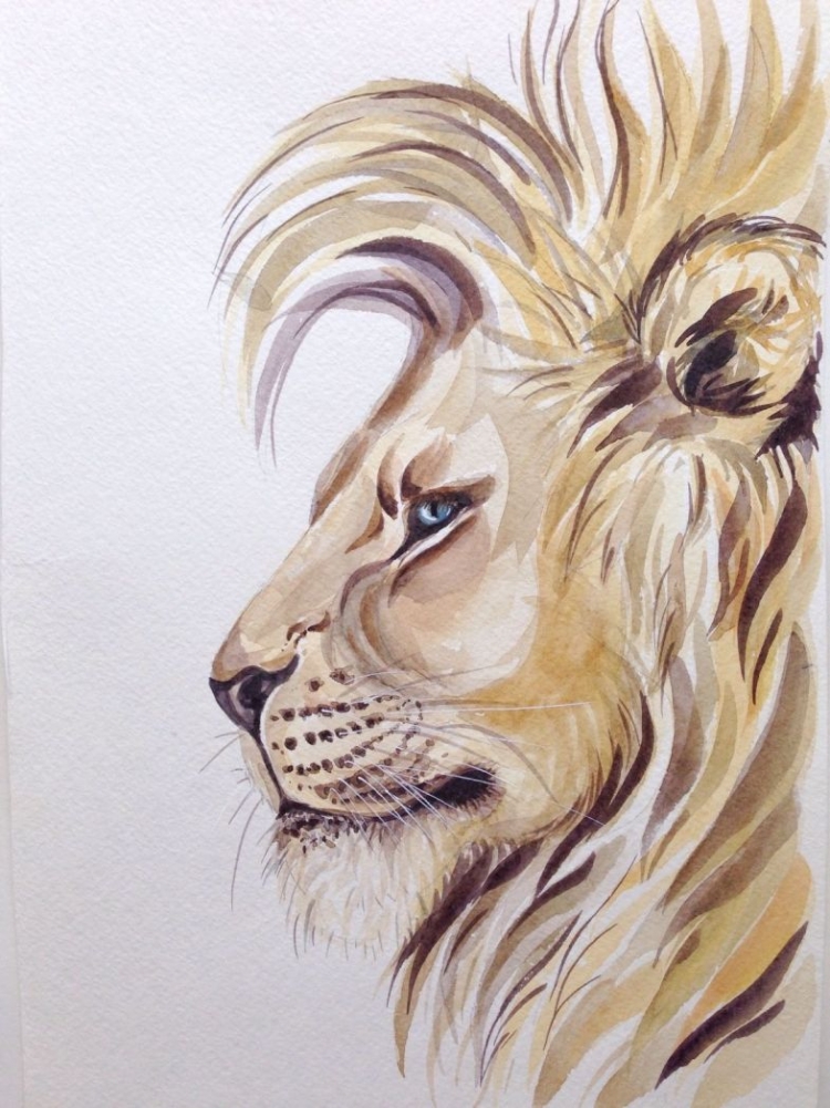 Нарисованный Лев в профиль