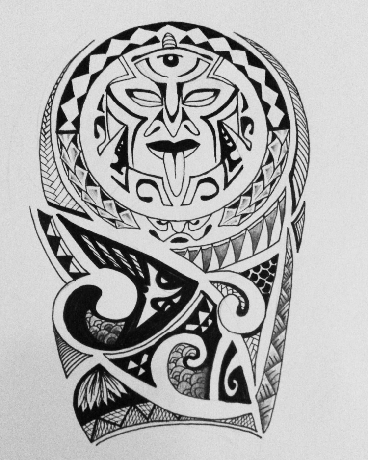 Эскиз татуировки в стиле маори на плече